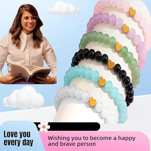 UYY Back to School Bracelets Heart Matching Mommy and Me Elastic Wish Strings Bead Bracelets First Day of School Supplies Gifts (Pink)