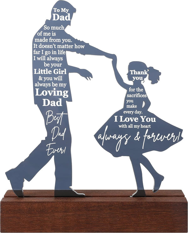 Father’s Day “Dad” Acrylic Night Light - Heart + Hat - 6.4” x 5.9”