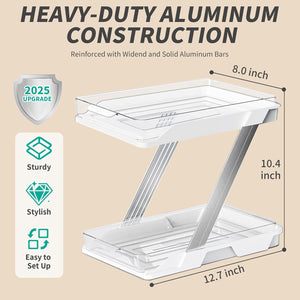 AUGBEAN 3 Pack Bathroom Organizers and Storage - Multi-Purpose,2-Tier Clear Pull Out Organization for Bathroom,Under Sink,Kitchen,Vanity,Countertop,Cabinet,Pantry & Medicine Cabinet,White