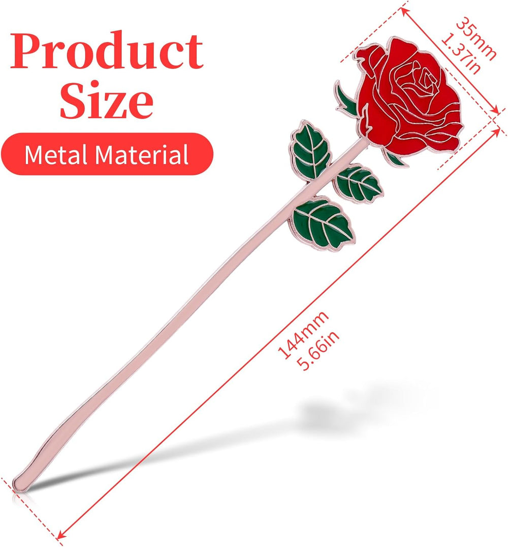 Bewudy Red Rose Bookmark Gift, Metal Book Page Holder for Reading Lovers, Teacher Appreciation Gifts Valentine Mother's Day Christmas Birthday Gift for Women Book Lovers (Red Rose)