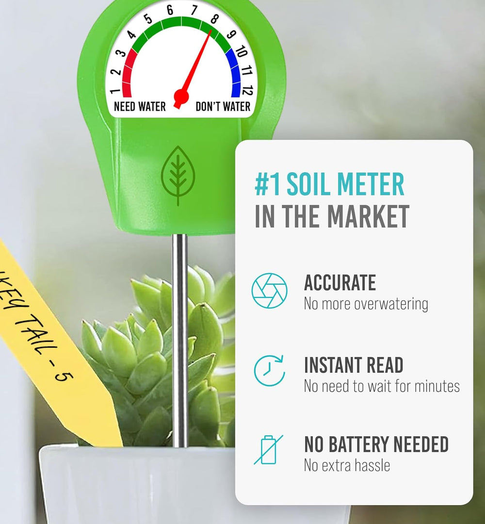 GROWIT Plant Moisture Meter - Accurately Tells You When to Water Your Plants - No Battery Needed