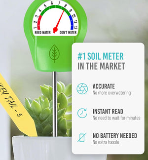 GROWIT Plant Moisture Meter - Accurately Tells You When to Water Your Plants - No Battery Needed