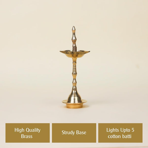Shubhkart Brass Kerala Samai 5 Inch – Sacred Oil Lamp for Puja, Aarti, Mandir Rituals & Daily Worship | Traditional Deepam for Home Temple, Festive Ceremonies, Gifting & Spiritual Décor (Small)