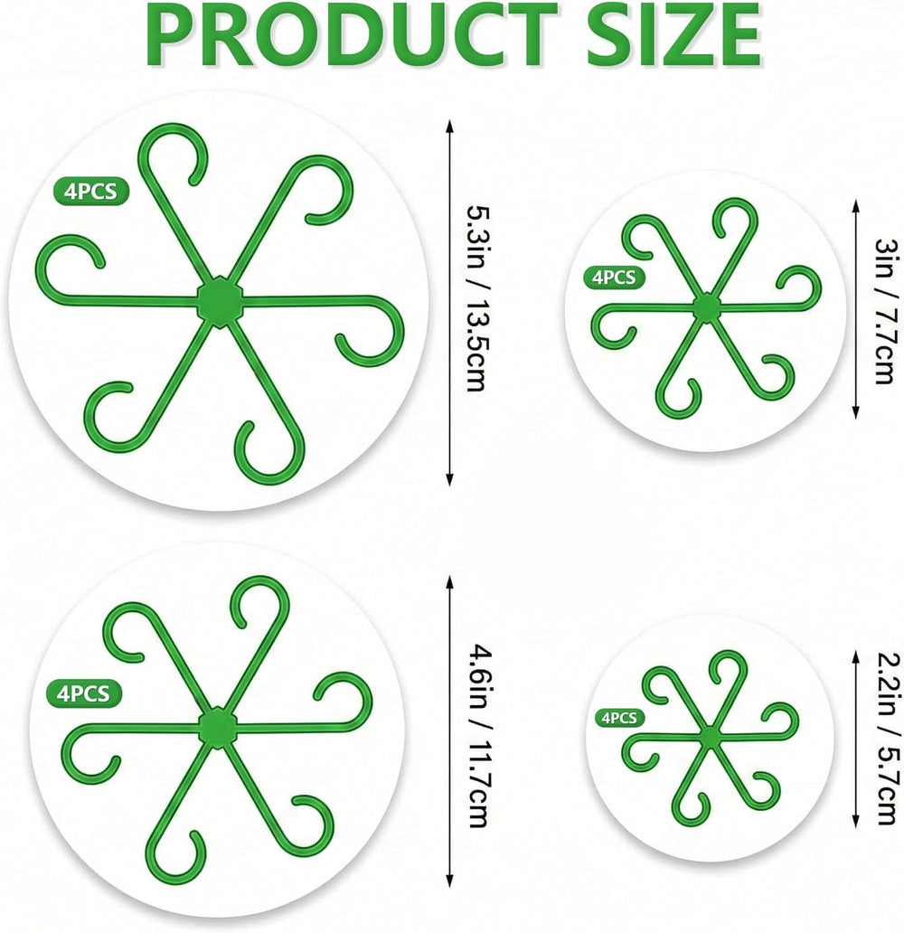 Opasyo 16PCS Plant Stem Support for Indoor Plants, Climbing Houseplant Stem Supports, 4 Sizes Reusable Clips for Monstera, Orchid & Pothos, Climbing Stem Holders (Green)