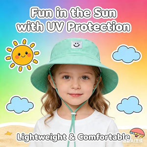 Baby Sun Hat Smiling Face UPF 50+ Beach Toddler Bucket Hat for Baby Boys and Girls, Toddler Kids Wide Brim Sun Hats Cap (US, Age, 2 Years, 6 Years, White+Pink)