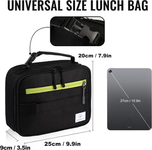 Genteen Lunch Box Kids, Insulated Lunch Bag Kids Boys Girls Back to School, Soft Lunch Box for Men Reusable Lunchbox for Office,Outdoor,School (Black)