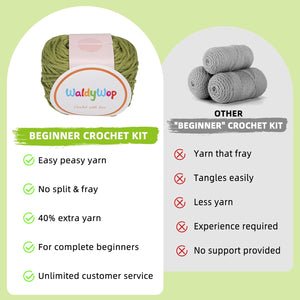 WaldyWop Crochet Kit for Beginners - 8 Flower Bookmarks Knitting Kit w/Step-by-Step Video Tutorials & Soft Yarn, Hook - Wobbles DIY Art Craft Kit for Adults, Birthday Gifts for Women Teen