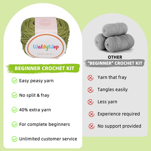 WaldyWop Crochet Kit for Beginners - 8 Flower Bookmarks Knitting Kit w/Step-by-Step Video Tutorials & Soft Yarn, Hook - Wobbles DIY Art Craft Kit for Adults, Birthday Gifts for Women Teen