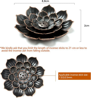 GARMOLY 2 Pack Incense Burner, Incense Holder for Sticks, Brass Lotus Incense Stick Holder
