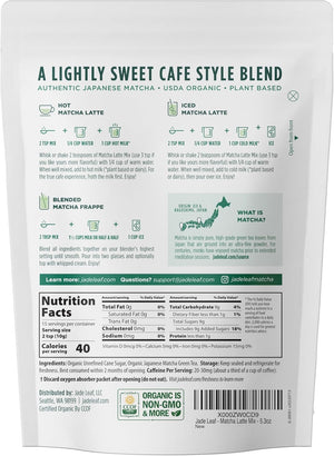 Jade Leaf Matcha Organic Matcha Latte Mix - Lightly Sweet Japanese Matcha Green Tea Powder with Organic Cane Sugar for Café Style Blend, 5.3 Ounce / 150g (Pack of 1)