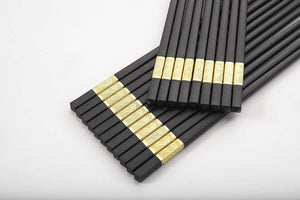 Hiware 10 Pairs Fiberglass Chopsticks - Reusable Chopsticks Dishwasher Safe, 9 1/2 Inches - Gold