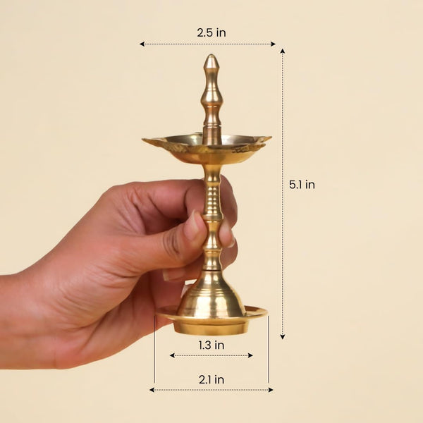 Shubhkart Brass Kerala Samai 5 Inch – Sacred Oil Lamp for Puja, Aarti, Mandir Rituals & Daily Worship | Traditional Deepam for Home Temple, Festive Ceremonies, Gifting & Spiritual Décor (Small)