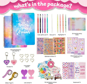 OIHEW DIY Journal Kit for Teen Girls, Stationary & Diary Set with Stickers,Make Your Own Art Crafts Journaling Kit for Tween, Scrapbook Art Crafts Kit Teen Girl Birthday Gift Idea