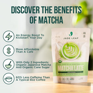 Jade Leaf Matcha Organic Matcha Latte Mix - Lightly Sweet Japanese Matcha Green Tea Powder with Organic Cane Sugar for Café Style Blend, 5.3 Ounce / 150g (Pack of 1)