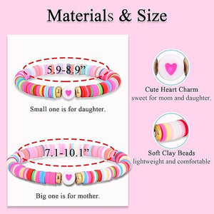 FIEEFX Back to School Gifts Bracelet Mommy and Me Mom and Daughter Bracelets Set for 2 First Day of School Bracelet Gifts for Daughter Girls Kindergarten Preschool Pre k 1st 2nd Grade