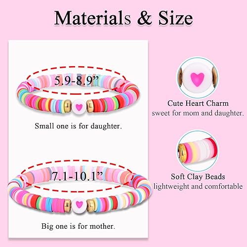 FIEEFX Back to School Gifts Bracelet Mommy and Me Mom and Daughter Bracelets Set for 2 First Day of School Bracelet Gifts for Daughter Girls Kindergarten Preschool Pre k 1st 2nd Grade