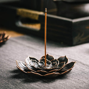 GARMOLY 2 Pack Incense Burner, Incense Holder for Sticks, Brass Lotus Incense Stick Holder