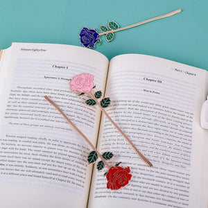Bewudy Red Rose Bookmark Gift, Metal Book Page Holder for Reading Lovers, Teacher Appreciation Gifts Valentine Mother's Day Christmas Birthday Gift for Women Book Lovers (Red Rose)