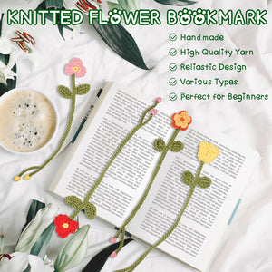 WaldyWop Crochet Kit for Beginners - 8 Flower Bookmarks Knitting Kit w/Step-by-Step Video Tutorials & Soft Yarn, Hook - Wobbles DIY Art Craft Kit for Adults, Birthday Gifts for Women Teen