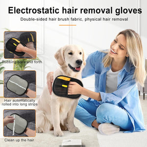 Boqibyon 2 Pack Pet Hair Removal Glove, 2025 Washable Reusable Electrostatic Gloves Pet Hair for Cat and Dog, with Electrostatic Tech, for Carpet, Couch, Furniture