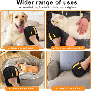 Boqibyon 2 Pack Pet Hair Removal Glove, 2025 Washable Reusable Electrostatic Gloves Pet Hair for Cat and Dog, with Electrostatic Tech, for Carpet, Couch, Furniture