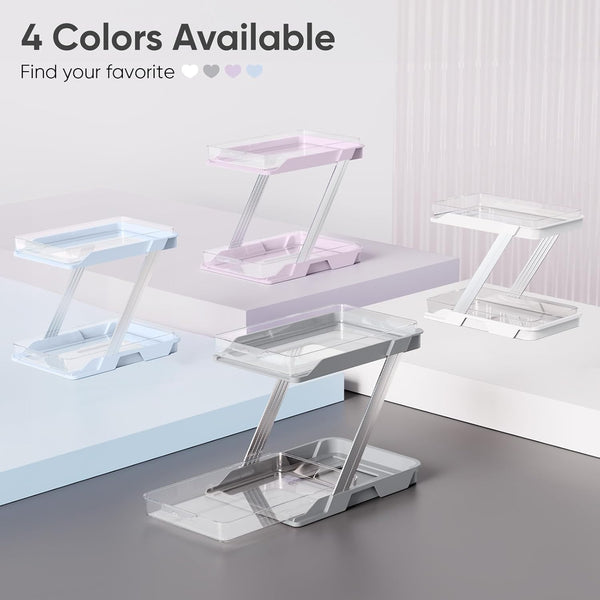 AUGBEAN 3 Pack Bathroom Organizers and Storage - Multi-Purpose,2-Tier Clear Pull Out Organization for Bathroom,Under Sink,Kitchen,Vanity,Countertop,Cabinet,Pantry & Medicine Cabinet,White