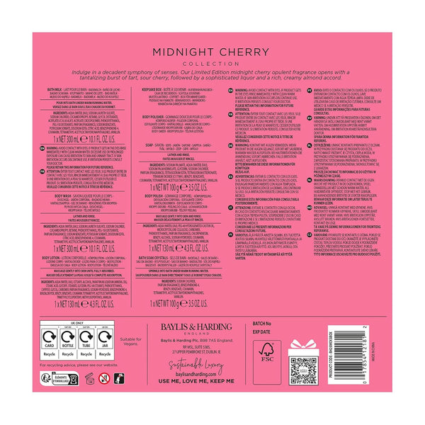 Baylis & Harding Midnight Cherry Luxury Pamper Gift Set - Vegan Friendly