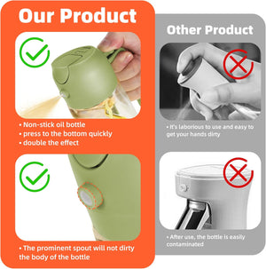 TrendPlain 16oz/470ml Glass Olive Oil Sprayer for Cooking – 2 in 1 Olive Oil Dispenser Bottle for Kitchen Gadgets and Air Fryer Accessories, Salad, BBQ - Green 16OZ/470ML
