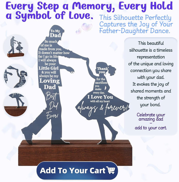 Father’s Day “Dad” Acrylic Night Light - Heart + Hat - 6.4” x 5.9”