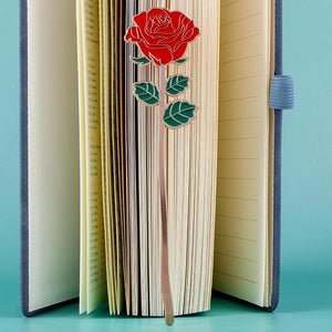 Bewudy Red Rose Bookmark Gift, Metal Book Page Holder for Reading Lovers, Teacher Appreciation Gifts Valentine Mother's Day Christmas Birthday Gift for Women Book Lovers (Red Rose)