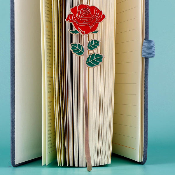 Bewudy Red Rose Bookmark Gift, Metal Book Page Holder for Reading Lovers, Teacher Appreciation Gifts Valentine Mother's Day Christmas Birthday Gift for Women Book Lovers (Red Rose)