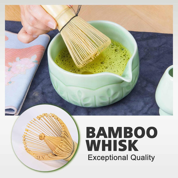 Matcha Whisk Bowl Set, 7PCS Japanese Matcha Kit with Spout Bowl (Green), Bamboo Whisk with Stand, Scoop, Sifter, Matcha Accessories for Tea Ceremony, Matcha Latte, Gifts for Family, Friends