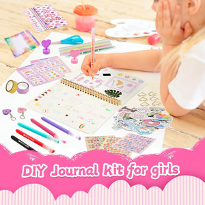 OIHEW DIY Journal Kit for Teen Girls, Stationary & Diary Set with Stickers,Make Your Own Art Crafts Journaling Kit for Tween, Scrapbook Art Crafts Kit Teen Girl Birthday Gift Idea