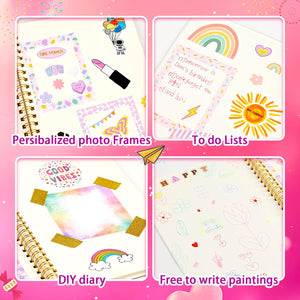 OIHEW DIY Journal Kit for Teen Girls, Stationary & Diary Set with Stickers,Make Your Own Art Crafts Journaling Kit for Tween, Scrapbook Art Crafts Kit Teen Girl Birthday Gift Idea