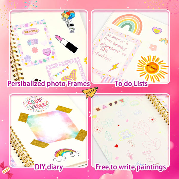 OIHEW DIY Journal Kit for Teen Girls, Stationary & Diary Set with Stickers,Make Your Own Art Crafts Journaling Kit for Tween, Scrapbook Art Crafts Kit Teen Girl Birthday Gift Idea