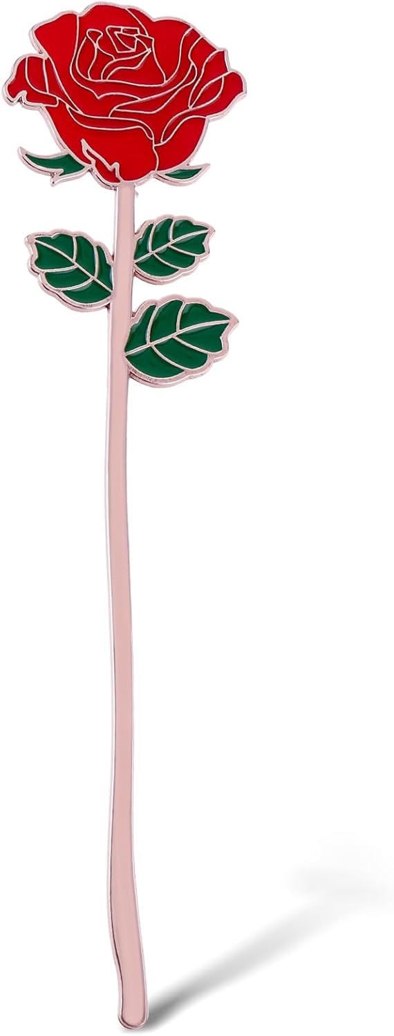 Bewudy Red Rose Bookmark Gift, Metal Book Page Holder for Reading Lovers, Teacher Appreciation Gifts Valentine Mother's Day Christmas Birthday Gift for Women Book Lovers (Red Rose)