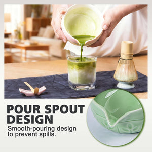 Matcha Whisk Bowl Set, 7PCS Japanese Matcha Kit with Spout Bowl (Green), Bamboo Whisk with Stand, Scoop, Sifter, Matcha Accessories for Tea Ceremony, Matcha Latte, Gifts for Family, Friends