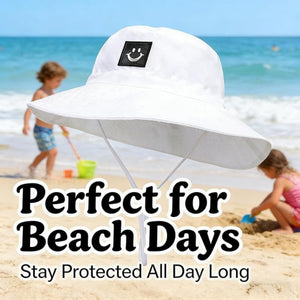 Baby Sun Hat Smiling Face UPF 50+ Beach Toddler Bucket Hat for Baby Boys and Girls, Toddler Kids Wide Brim Sun Hats Cap (US, Age, 2 Years, 6 Years, Navy)