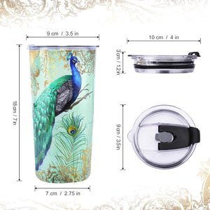 NymphFable 20oz Peacock Mug Tumbler