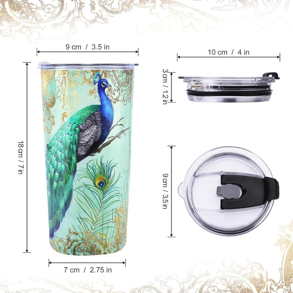 NymphFable 20oz Peacock Mug Tumbler