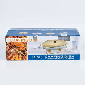 Enhanced Packaged 3.0L chafing dish showing product and box design