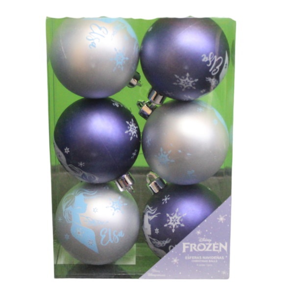 Disney Frozen Christmas Balls Blue and Silver 6 pcs