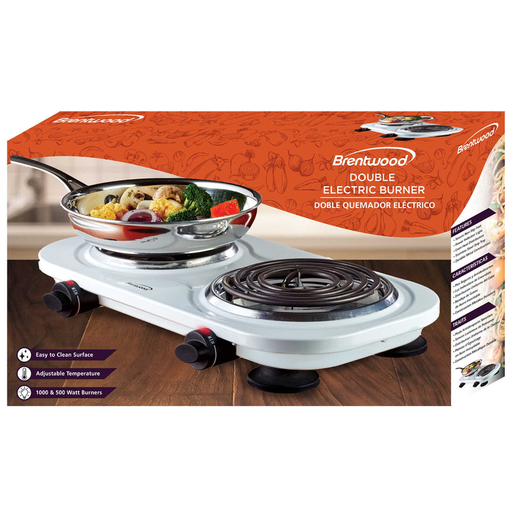 Brentwood Double Electric Burner w/Adjustable Temperature 16.5"
