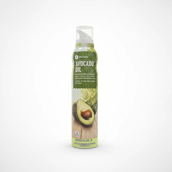 A high-resolution product photo of SE Grocers Avocado Oil Cooking Spray, 5oz, centered on a clean white background with soft studio lighting and a subtle shadow.