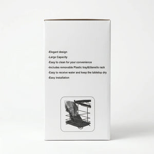 Close-up of Mays Black Dish Rack features list