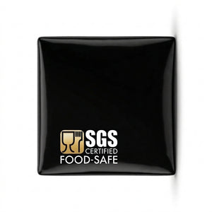 SGS certified food-safe logo on bamboo tray packaging