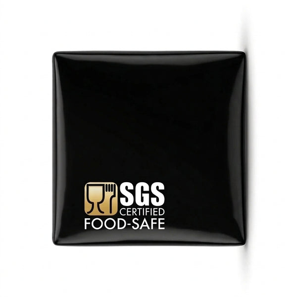 SGS certified food-safe logo on bamboo tray packaging