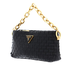 Guess Lisbet Woven Mini Zip-Top Crossbody Bag - Black