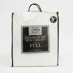 Monica Home Collection 3-Piece White Coverlet Set Full Size
