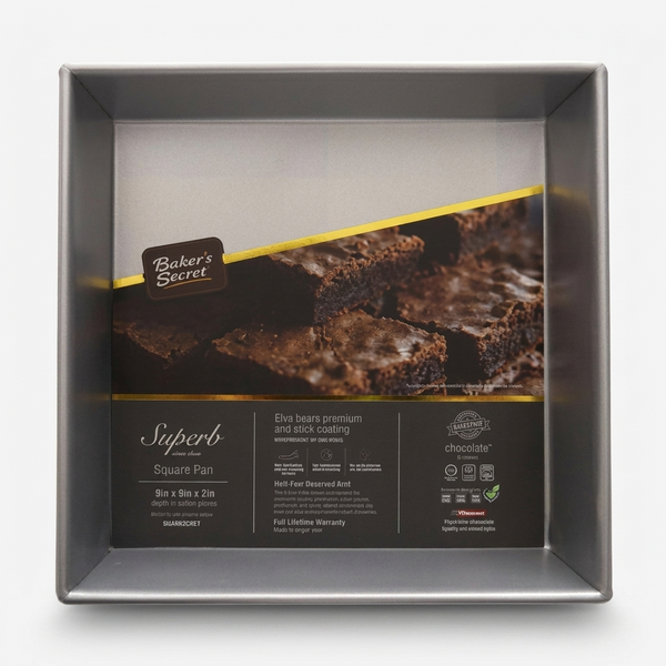 Square Pan Bakers Secret Two Layers Premium Non-Stick Coating 9x9x2"